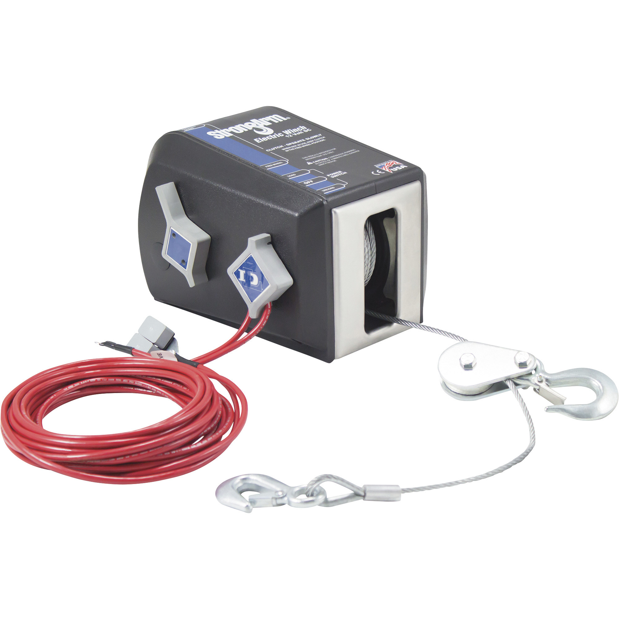Dutton-Lainson StrongArm 12 Volt DC Powered Electric Winch, 4500-Lb. Capacity, Galvanized Aircraft Cable, Model# SA12000DC